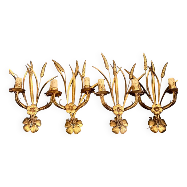 4 appliques en métal ''Épis de blés'' Maison Charles, 1980