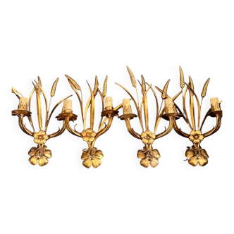 Metal wall lights "Wheat Ears" Maison Charles - 1980.