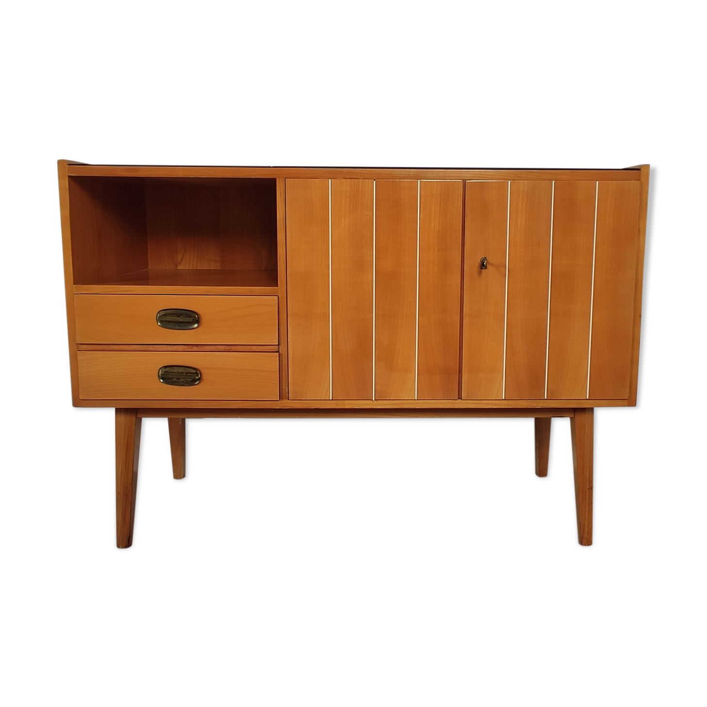 Scandinavian vintage wood and glass enfilade , 50s/60s