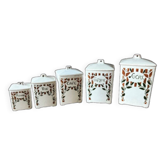 Service of old ceramic spice jars