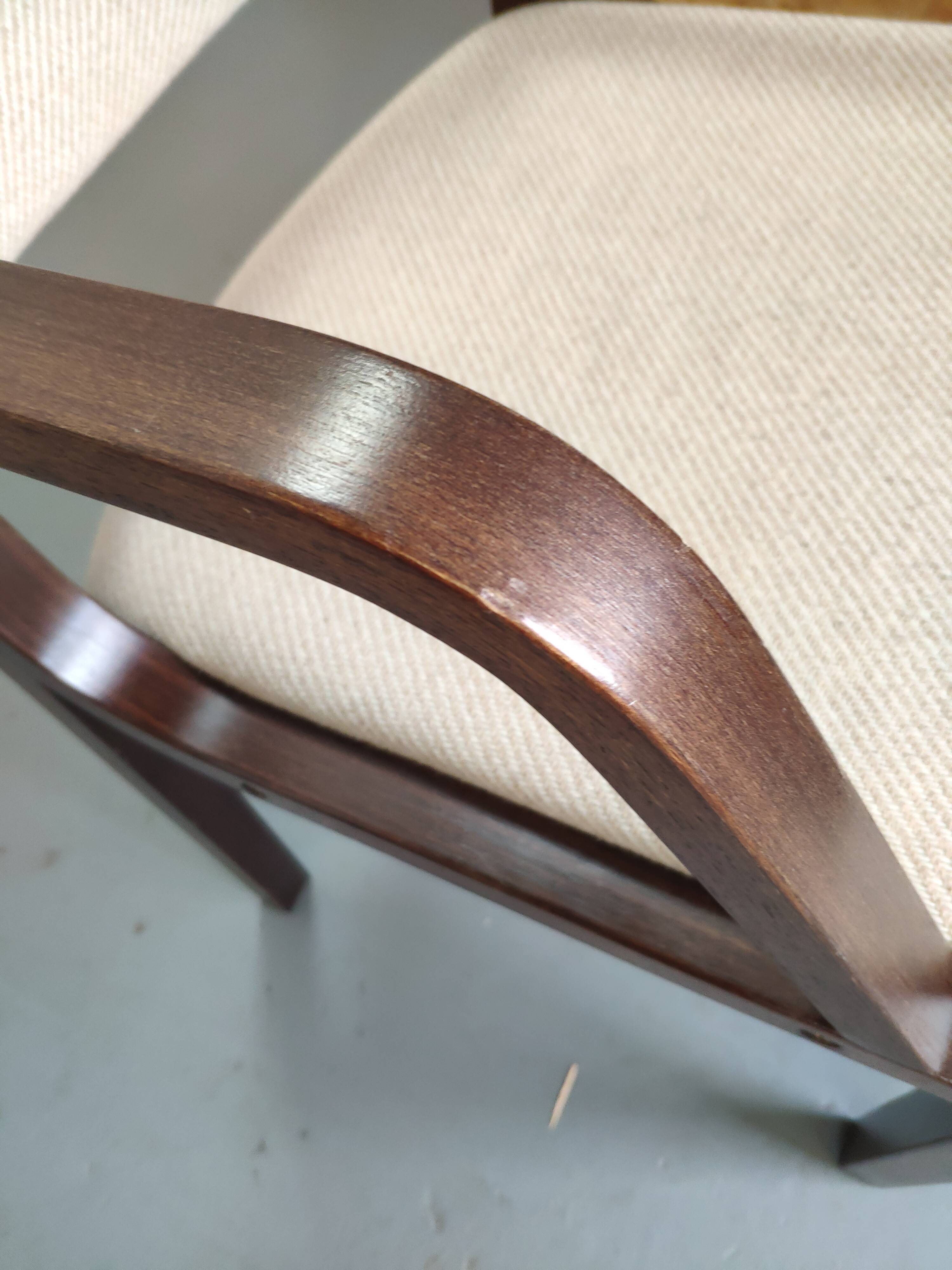 4 wooden and fabric chairs