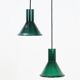 2 suspensions “Mini P&T" en verre vert Holmegaard Michael Bang, années 1970