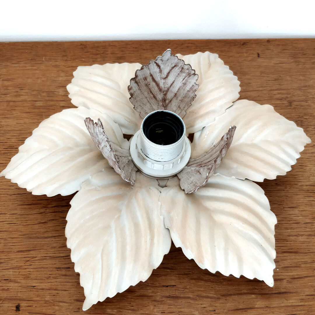 Wall light flower lamp leaves beige metal 30cm