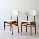 Pair of Scandinavian chairs in wood and fabric
