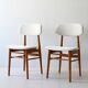 Pair of Scandinavian chairs in wood and fabric