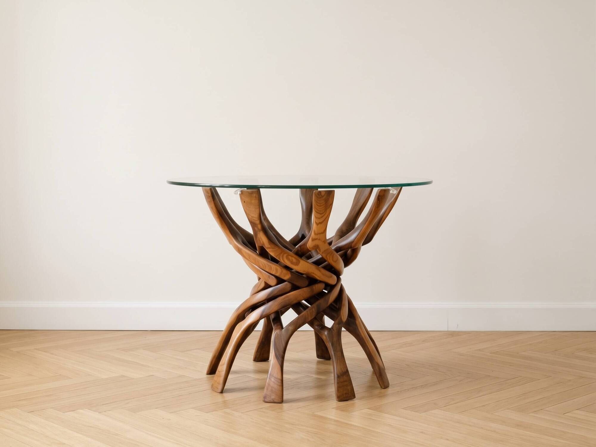 1960s coffee table in solid wood and glass
