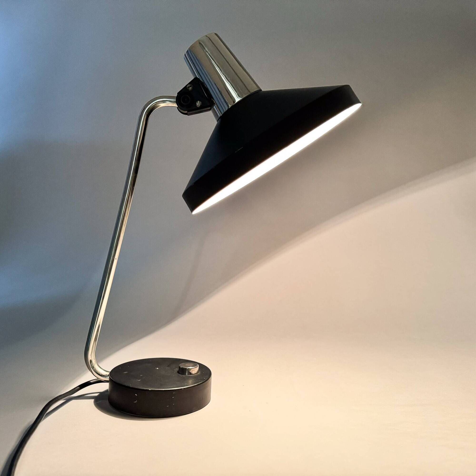 Mid Century Chrome & Metal Adjustable Table Lamp, 1970s