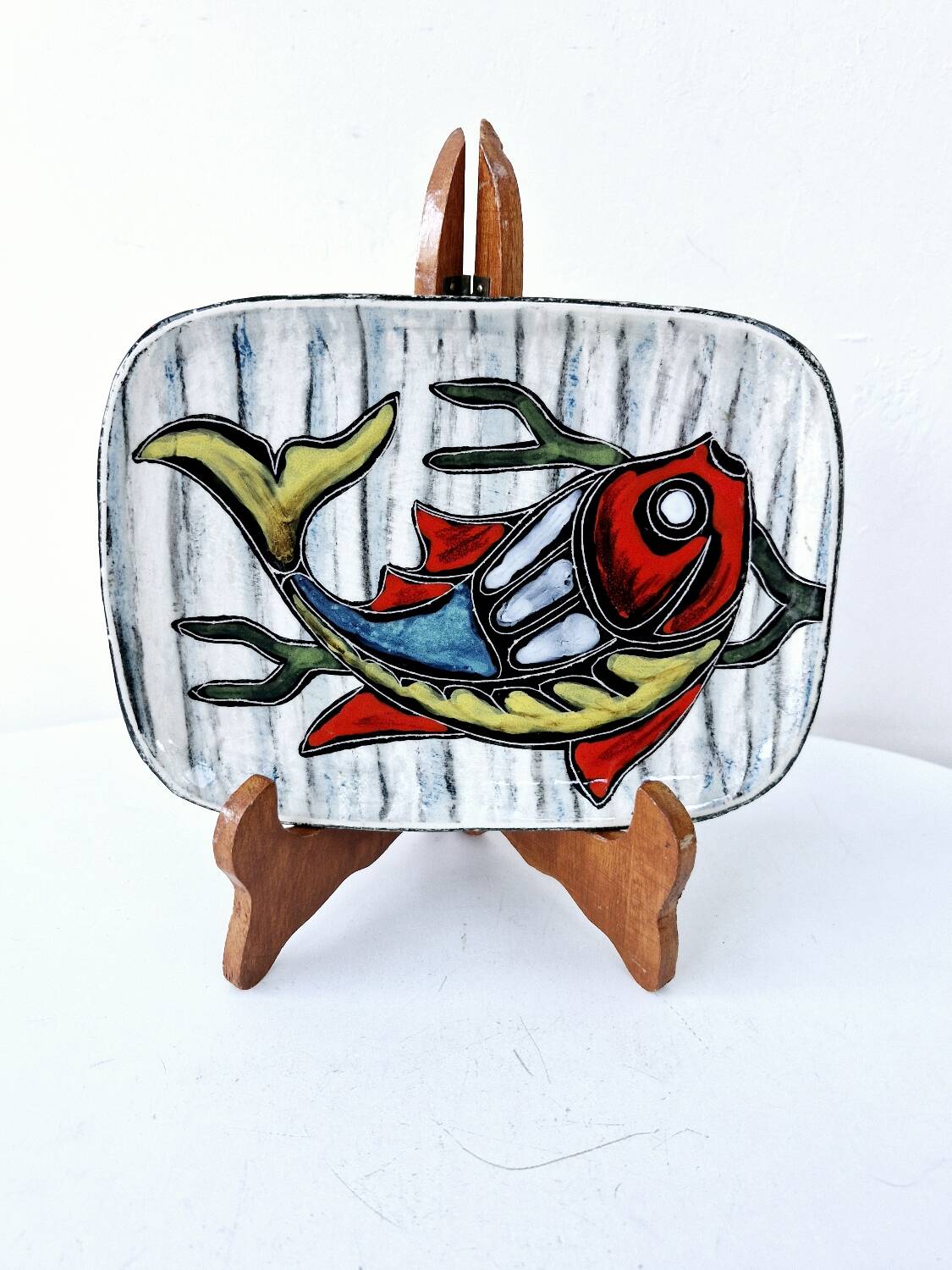 Small Vintage Ceramic Hand Painted Fish Serving Presentation Dish