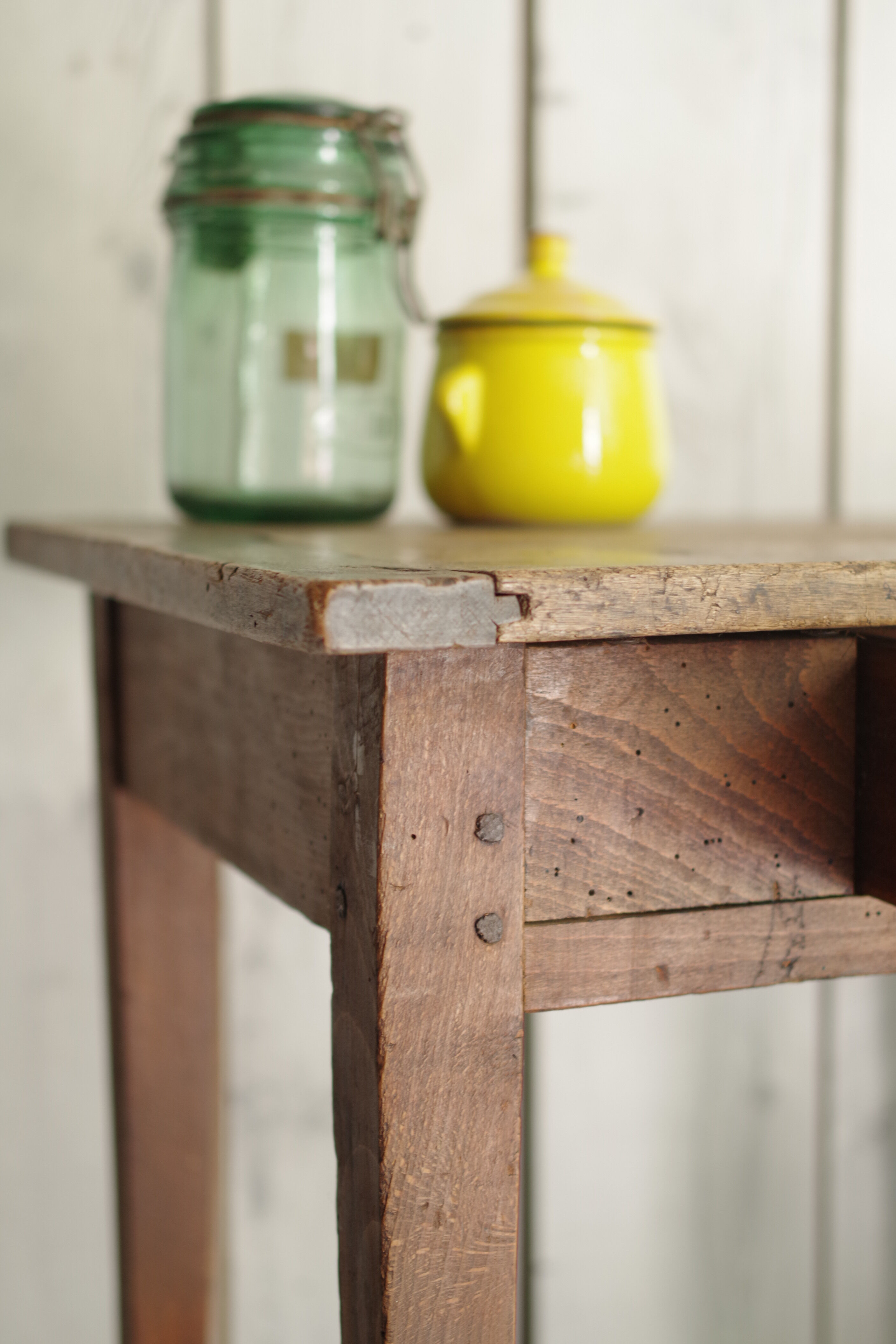 Small farm table-old rustic wooden desk years 50