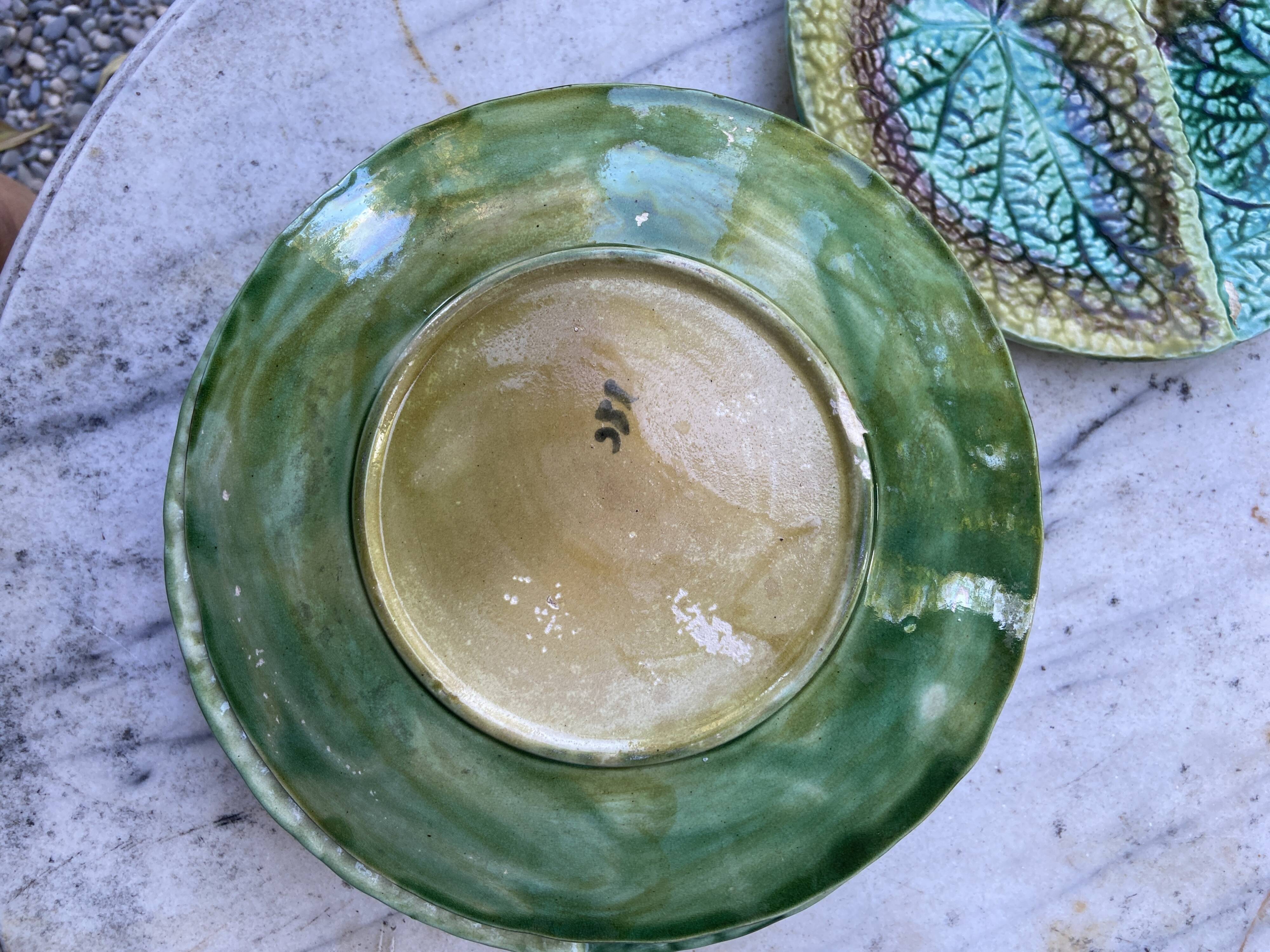 Set 8 slush plates with leaf decoration