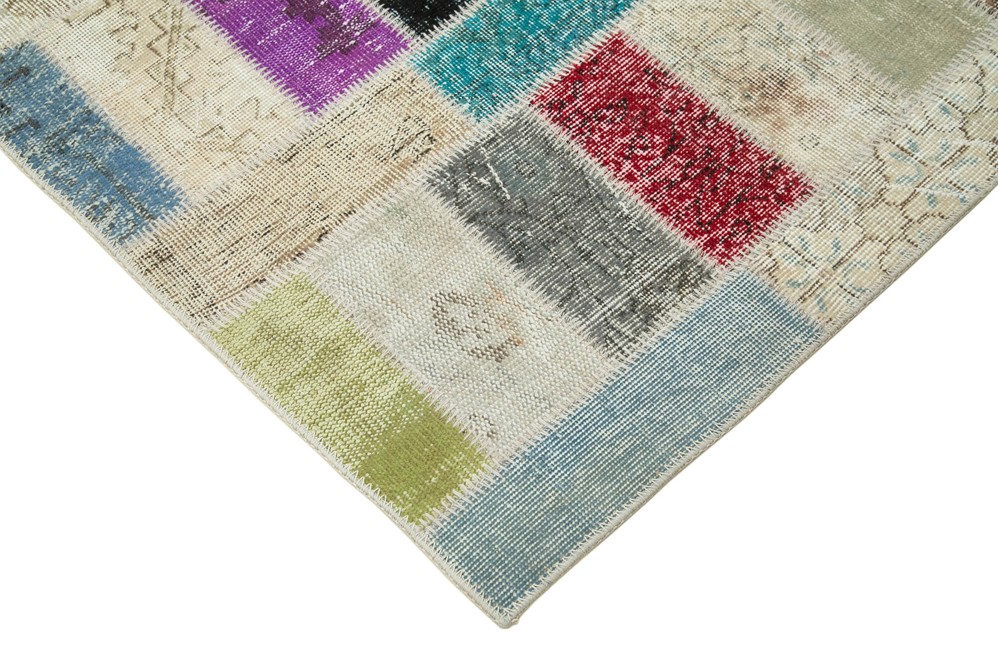 Handwoven anatolian contemporary 178 cm x 246 cm multicolor patchwork carpet