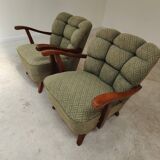 Pair of green Halabala armchairs by Druzba Bratislava B-609 year 59