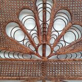 Vintage peacock rattan headboard