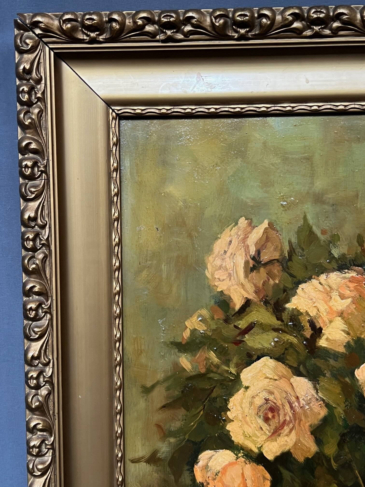 Jacques Maes (1905-1968). Still life signed "Roses". Oil on canvas.