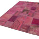 Handwoven oriental overdyed 196 cm x 299 cm pink patchwork carpet