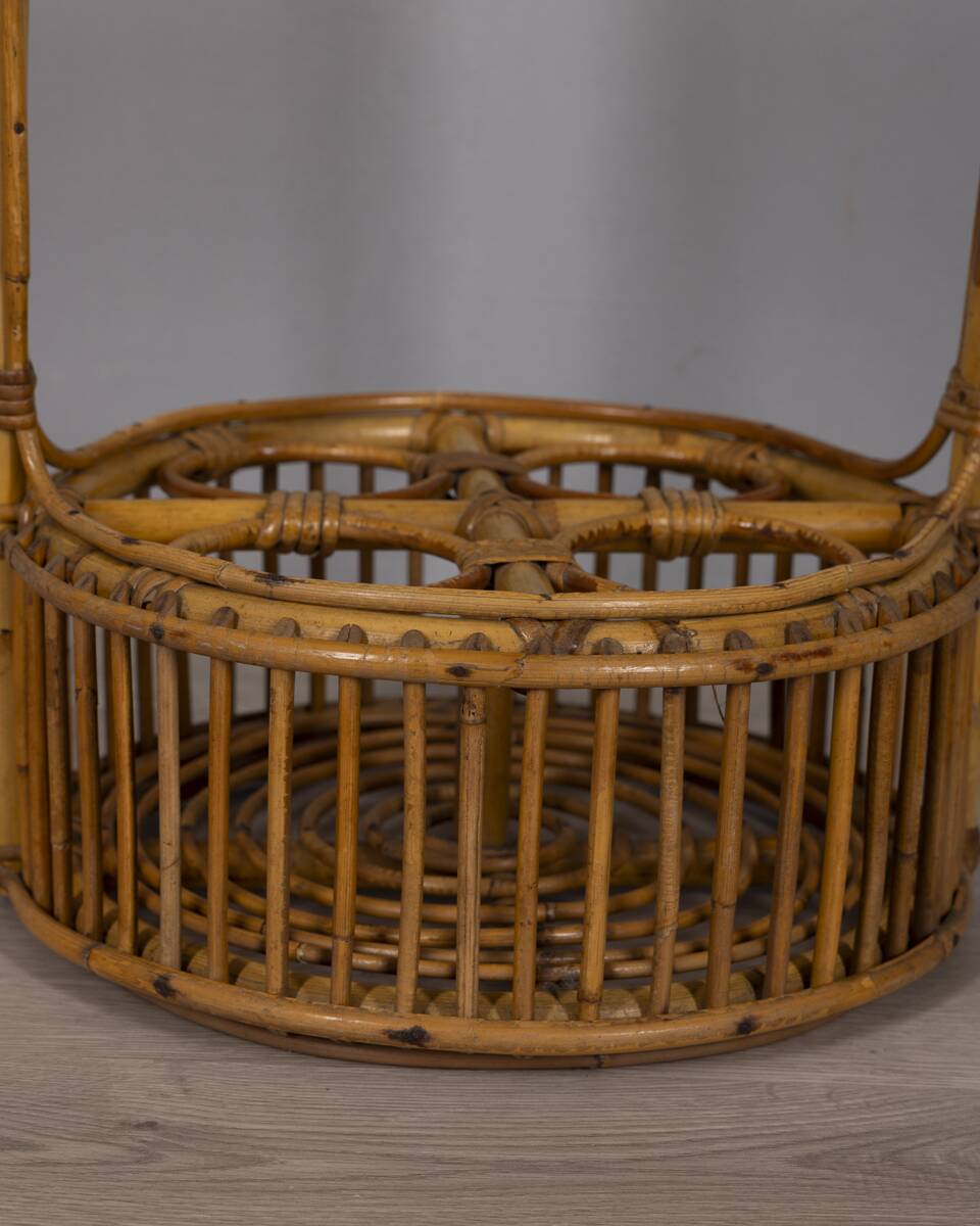 Vintage Italian Bamboo Bar Basket, 1960s