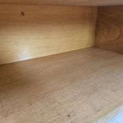 Pair of maple bedside tables from the 1950s with mirrored tops.