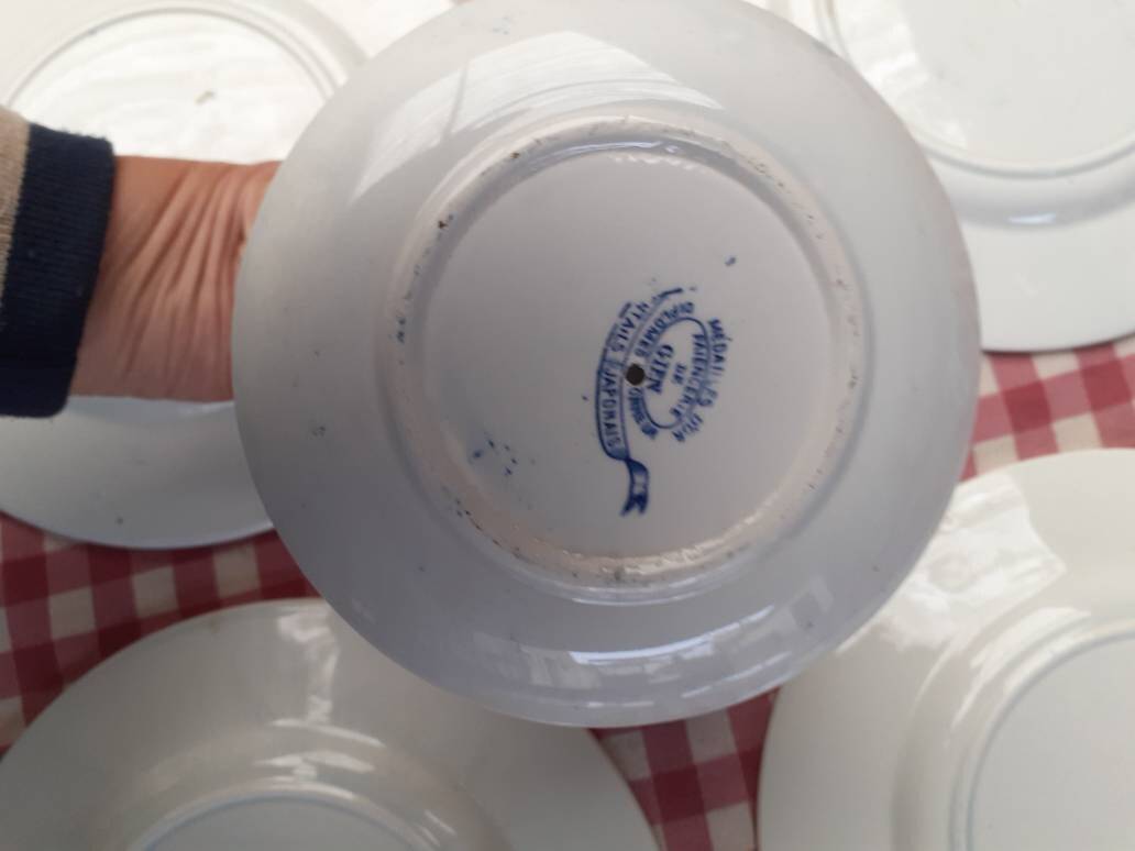 6 Assiettes Gien "Éventails japonais"