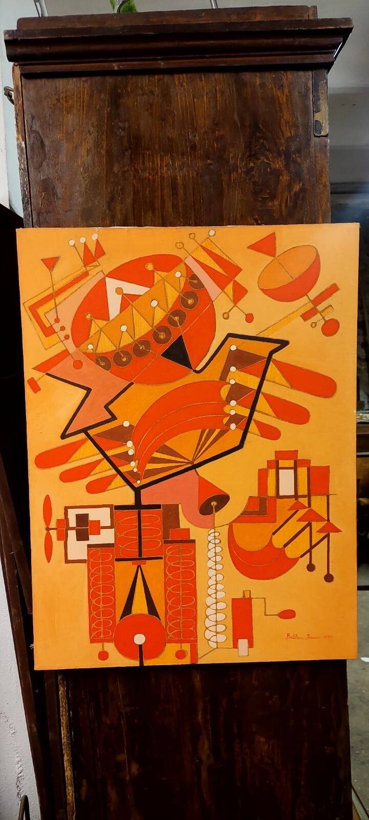 Abstract painting by Franco Balleri 1977 oil on canvas 80x60