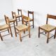 Vintage oak and wicker dining chairs, 1960s