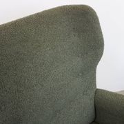 Fauteuil Wingback bouclé gris-vert, Autriche années 50