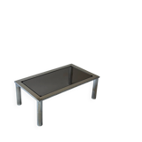 Chrome metal and smoked glass coffee table, 1970.