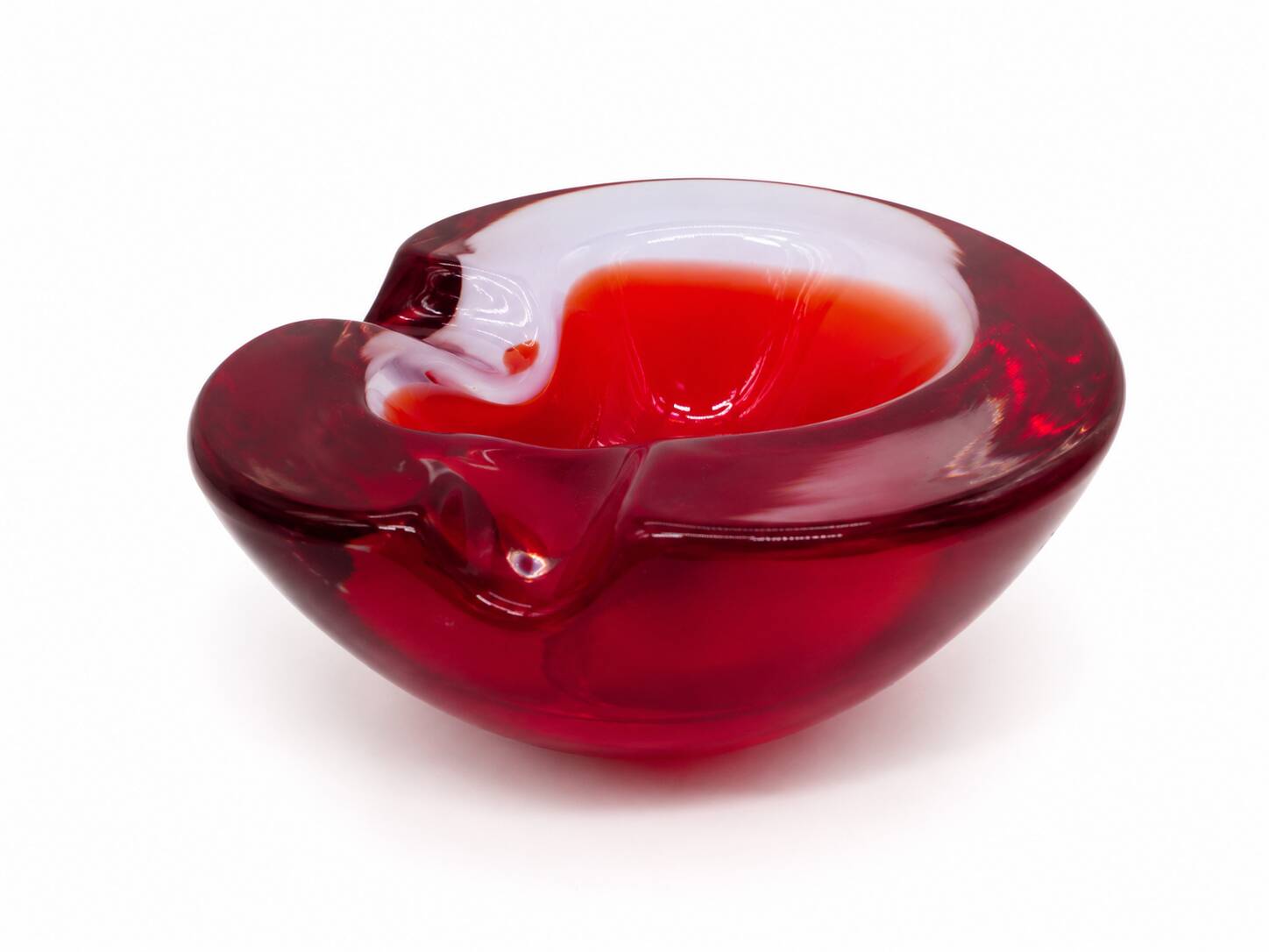 Red Sommerso Murano glass ashtray and pocket tray Seguso Murano 1960