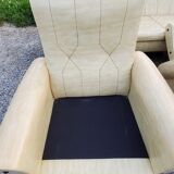 Armchairs and sofa of the 60s/70s in moleskine and chrome base on springs
