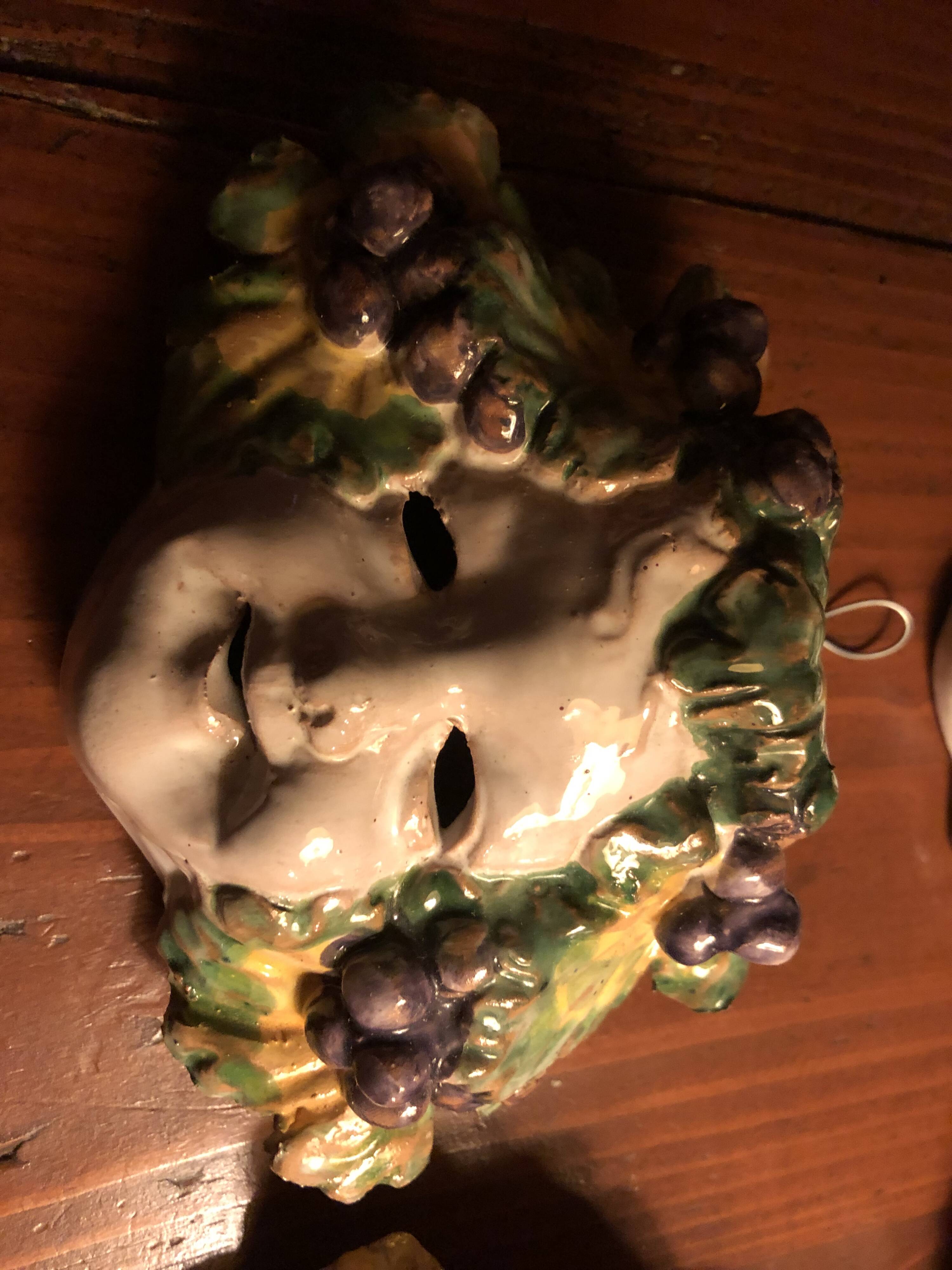 Set of 4 bacchus masks four seasons italy ceramic