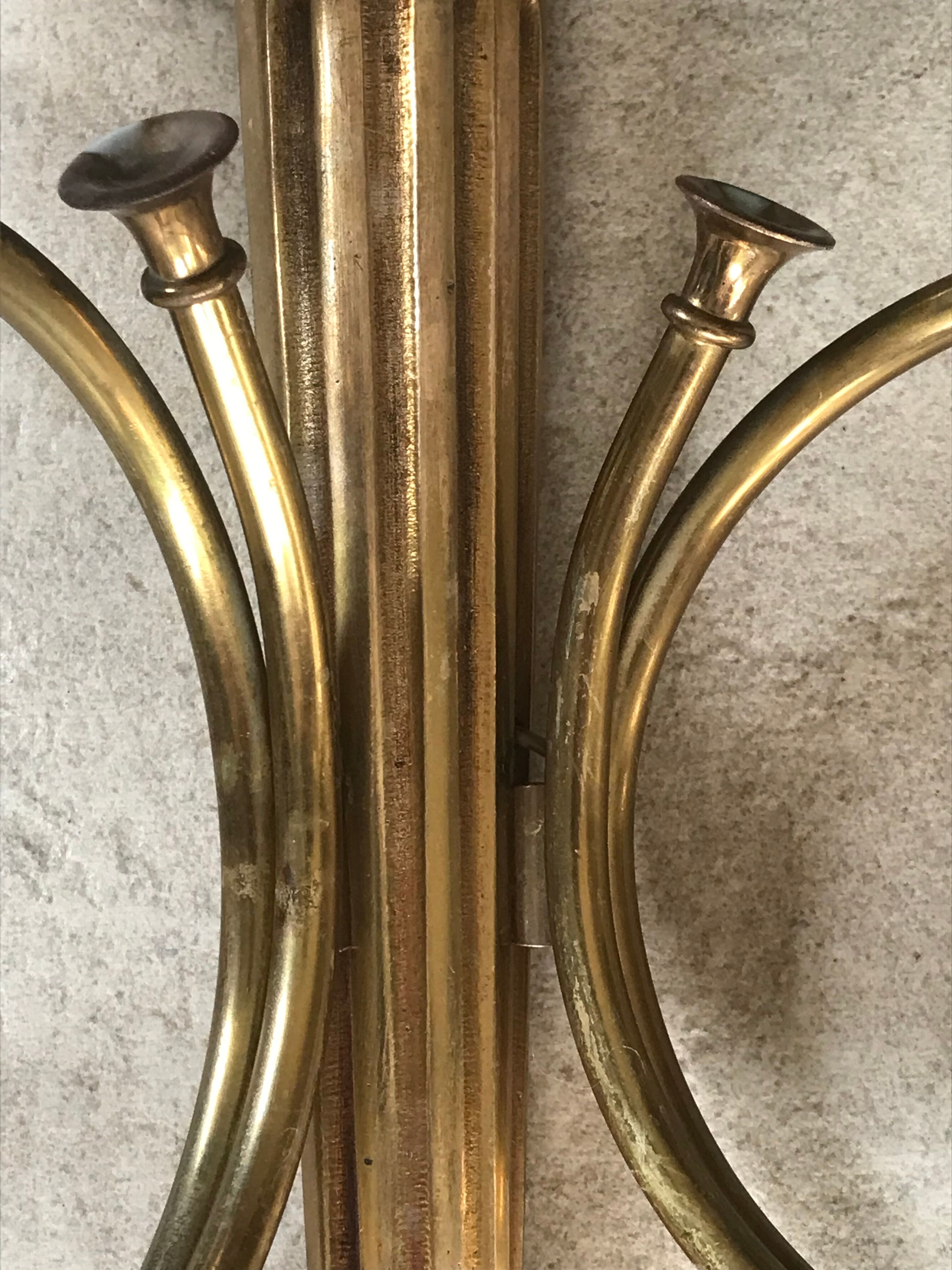 Pair of gilded bronze wall lamps