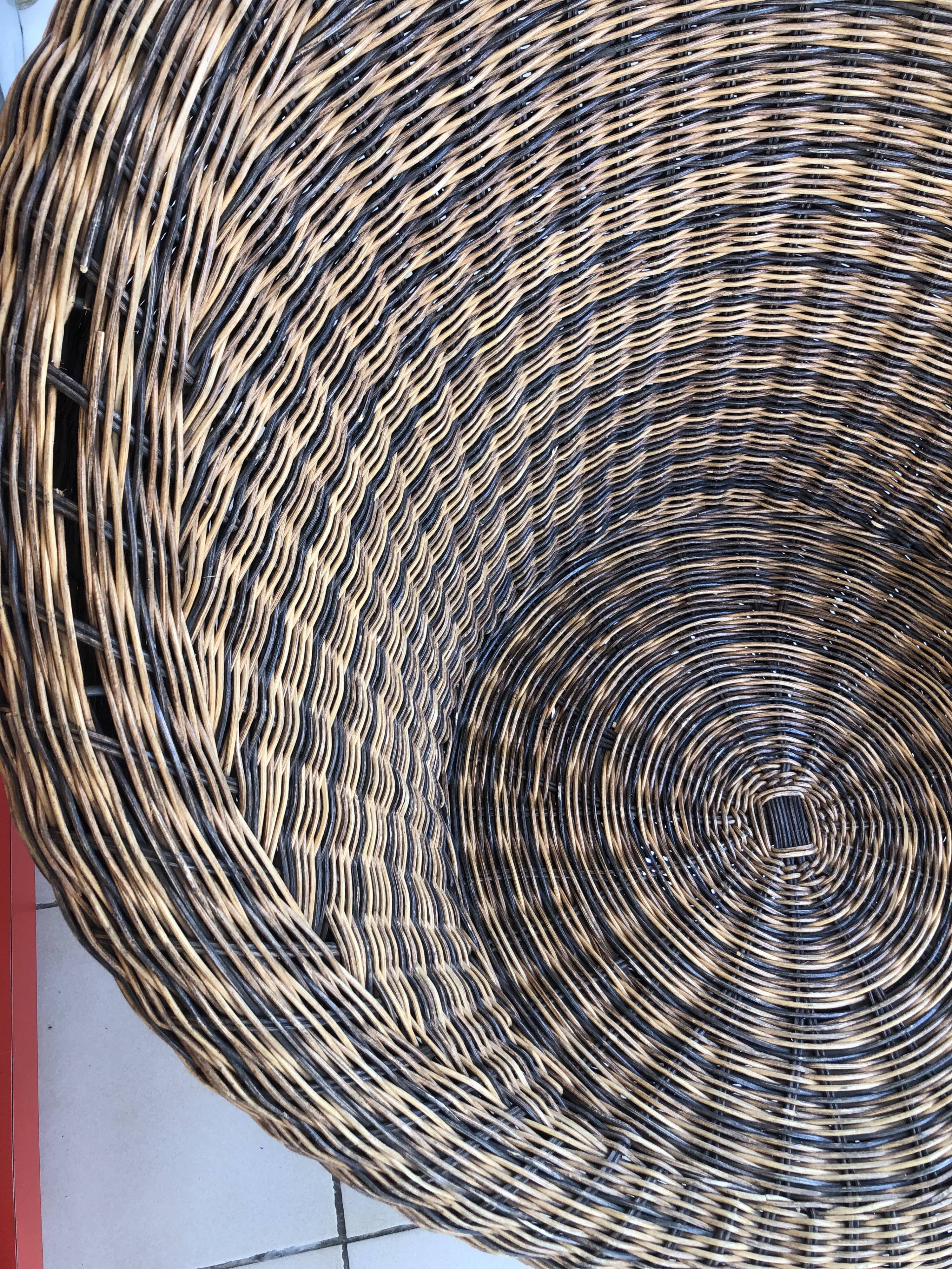 Vintage rattan half-sphere swivel ball chair