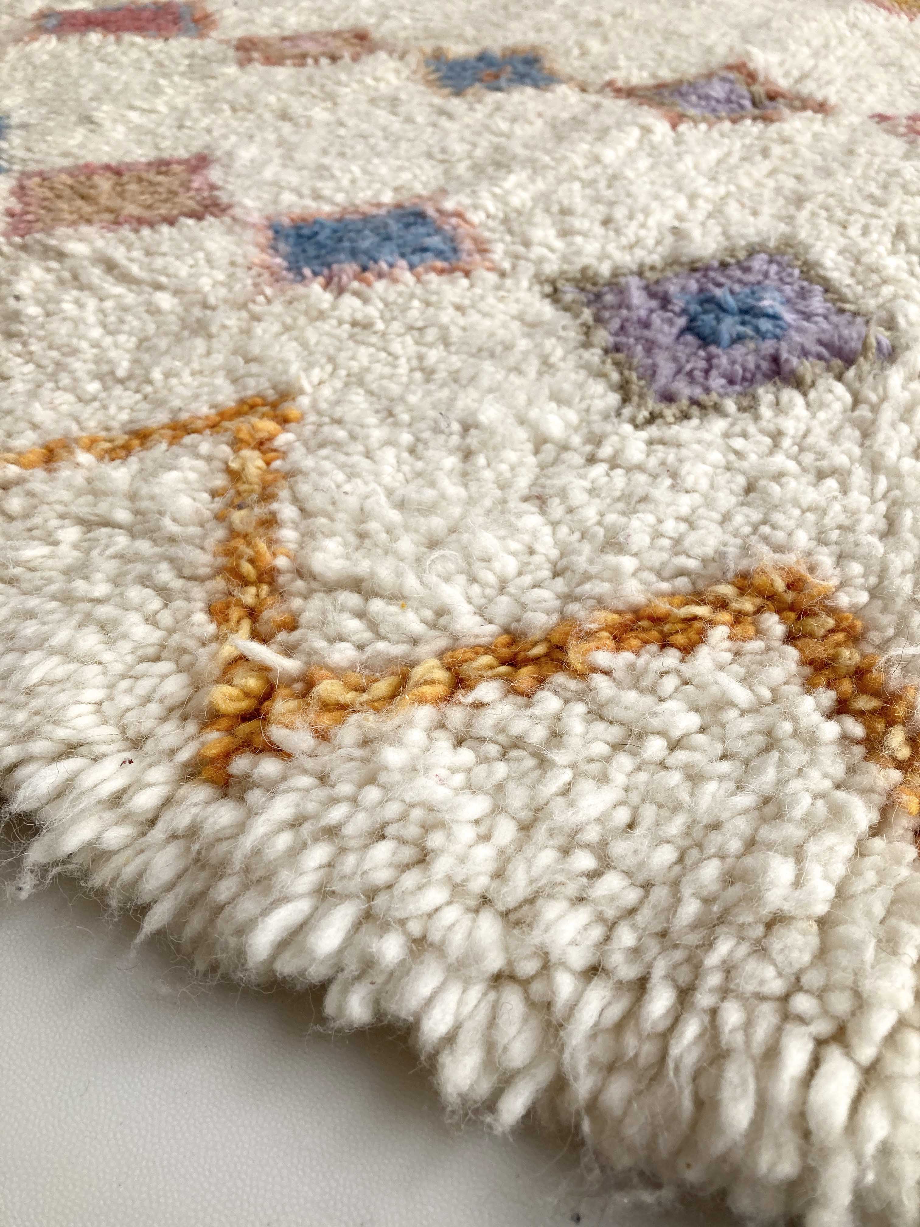 Moroccan Berber carpet Azilal ecru with small colored diamonds 275x212cm