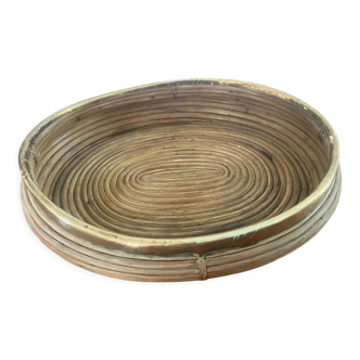 Rattan and Italian brass dish from the 70s