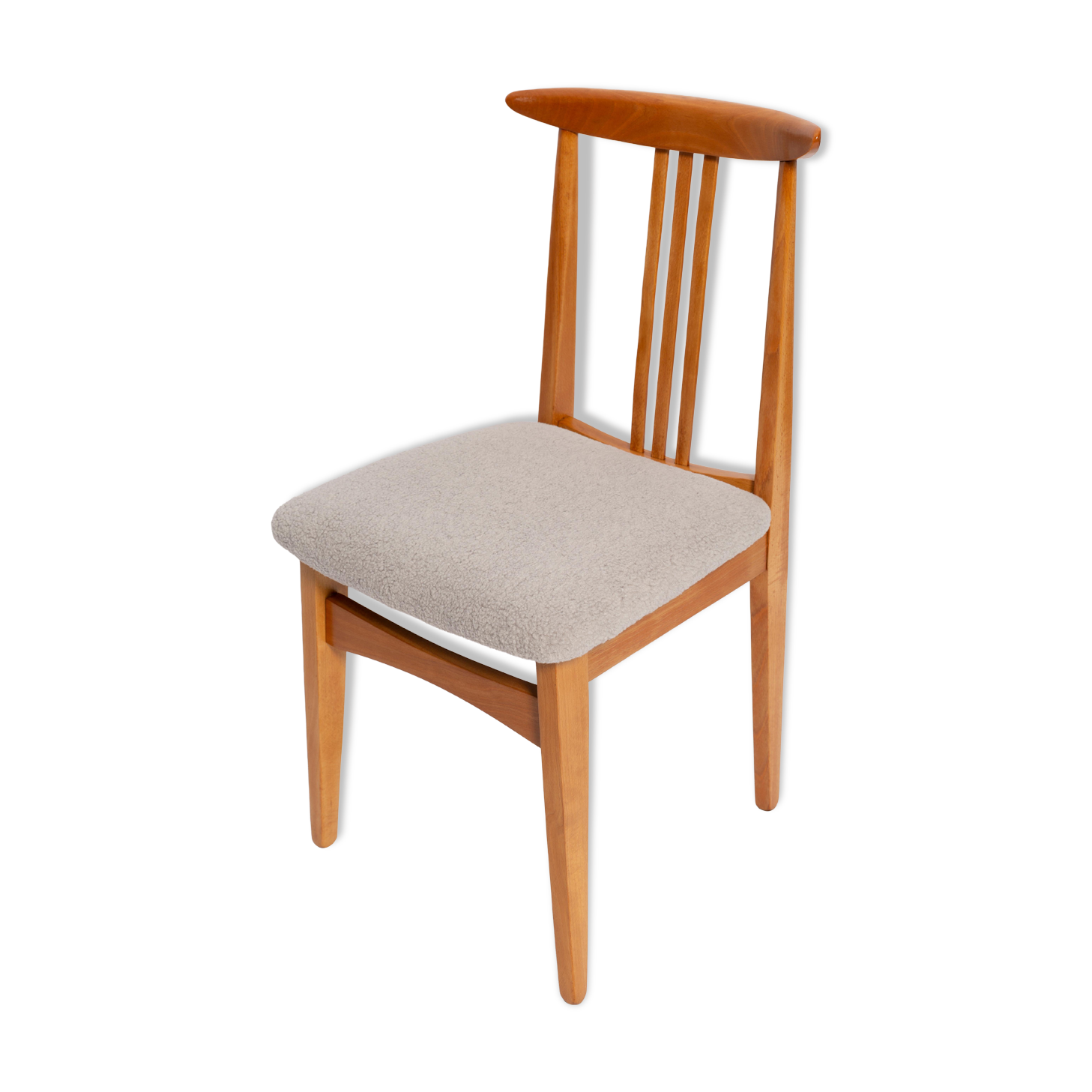 Mid-Century Chair in Linen Boucle and Light Wood by M. Zielinski, Europe, 1960s