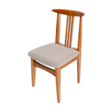Mid-Century Chair in Linen Boucle and Light Wood by M. Zielinski, Europe, 1960s