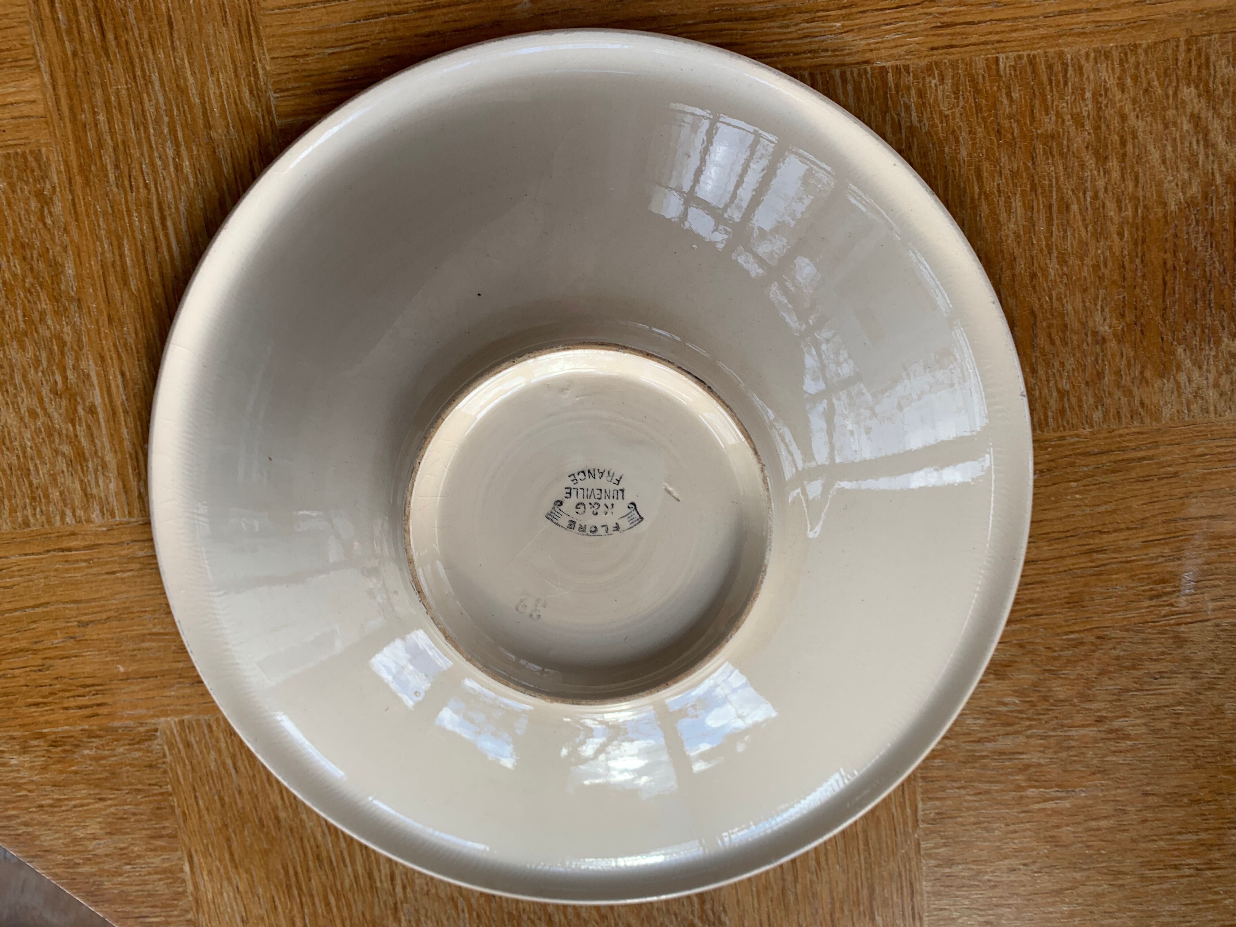 Two hollow dishes in glazed ceramic old model flora KG France luneville