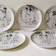 Plats peints à la main par Raimond Peynet pour SCI Laveno, années 1960, jeu de 5