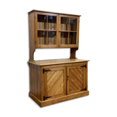 Buffet 2 corps anglais en sapin et noyer des années 1930