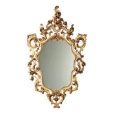 Antique lacquered and gilded wooden mirror, Italy, early 20th century.