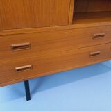 Vintage Scandinavian style secretary bookshelf storage furniture.