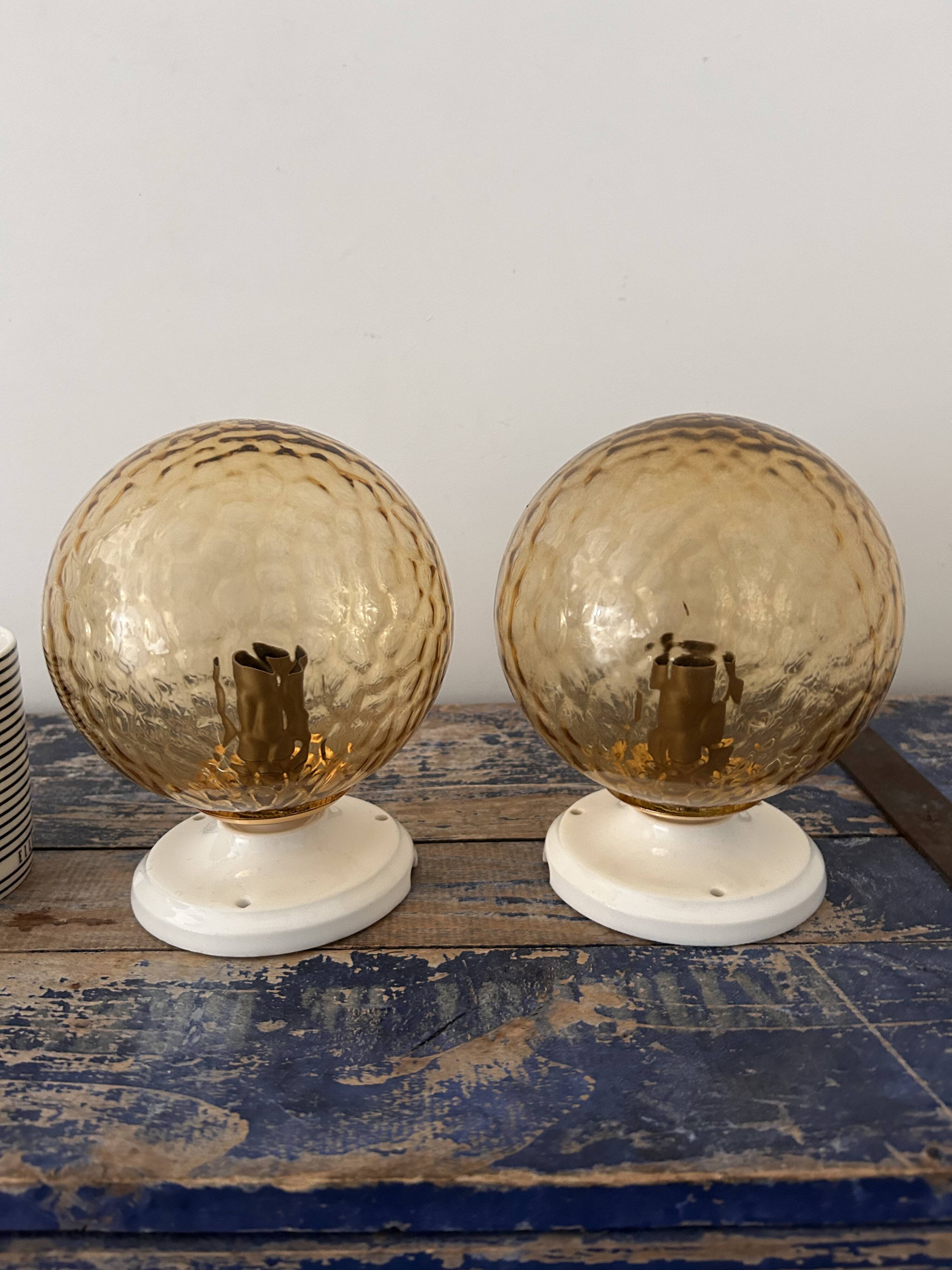 Pair of vintage globe wall lights