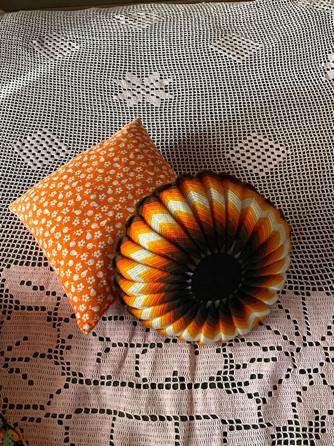 Vintage knitted cushion