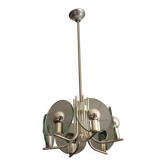 Silver plated chandelier with six crystal glass discs, Italy 1960s