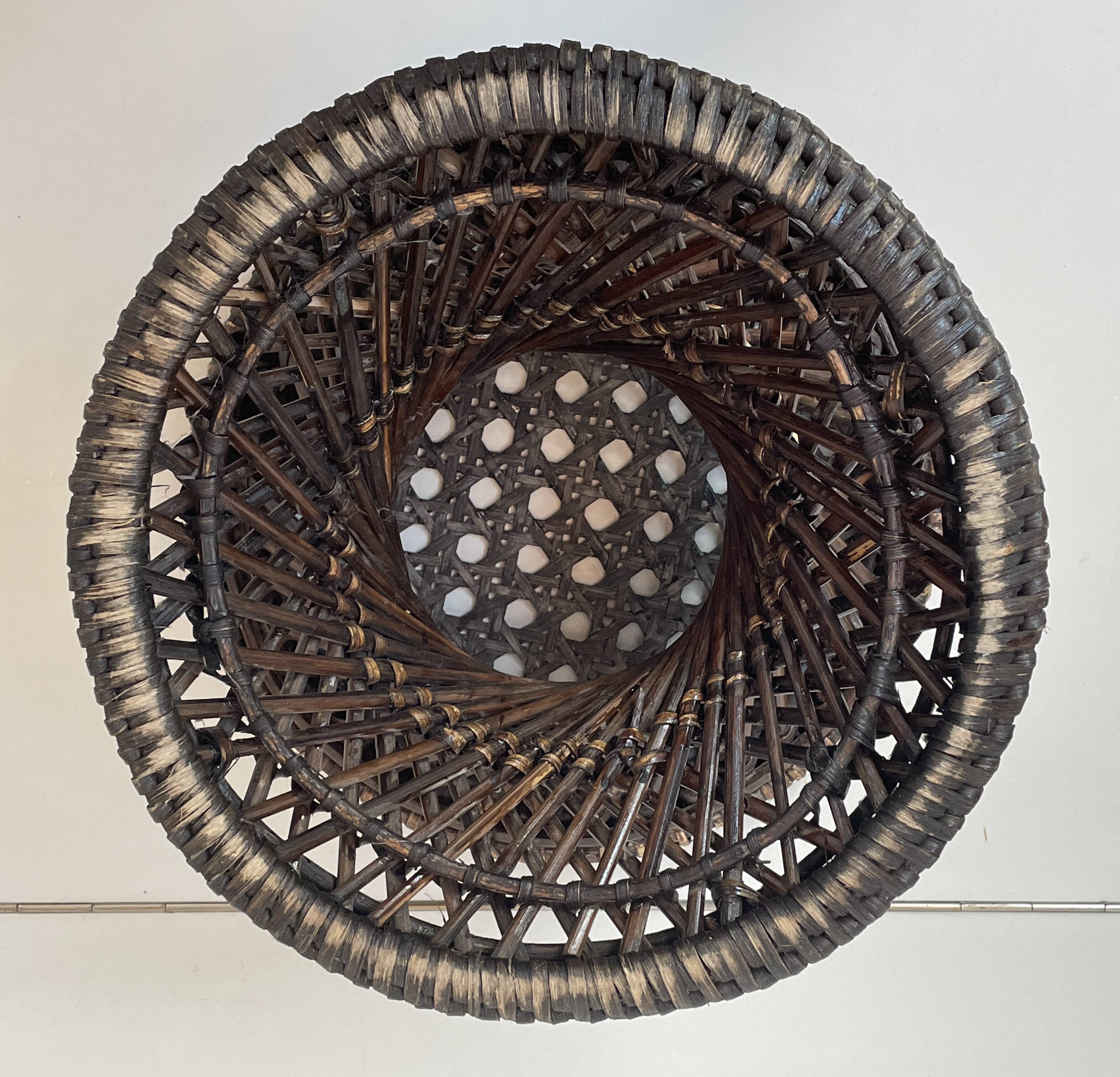 Bolster or small Diabolo stool in Rattan and Cannage