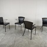 Vintage black leather dining chairs by Arrben, 1980s