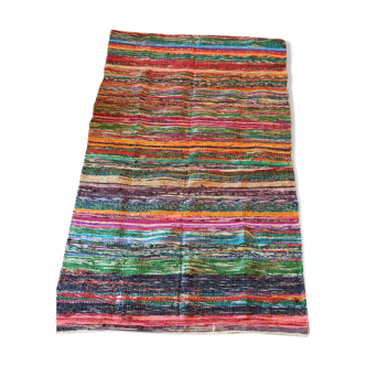 Multicolored woven cotton rug - 108cm x 180cm