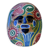 Mexican mask in colored terracotta, 1970s, Mexican