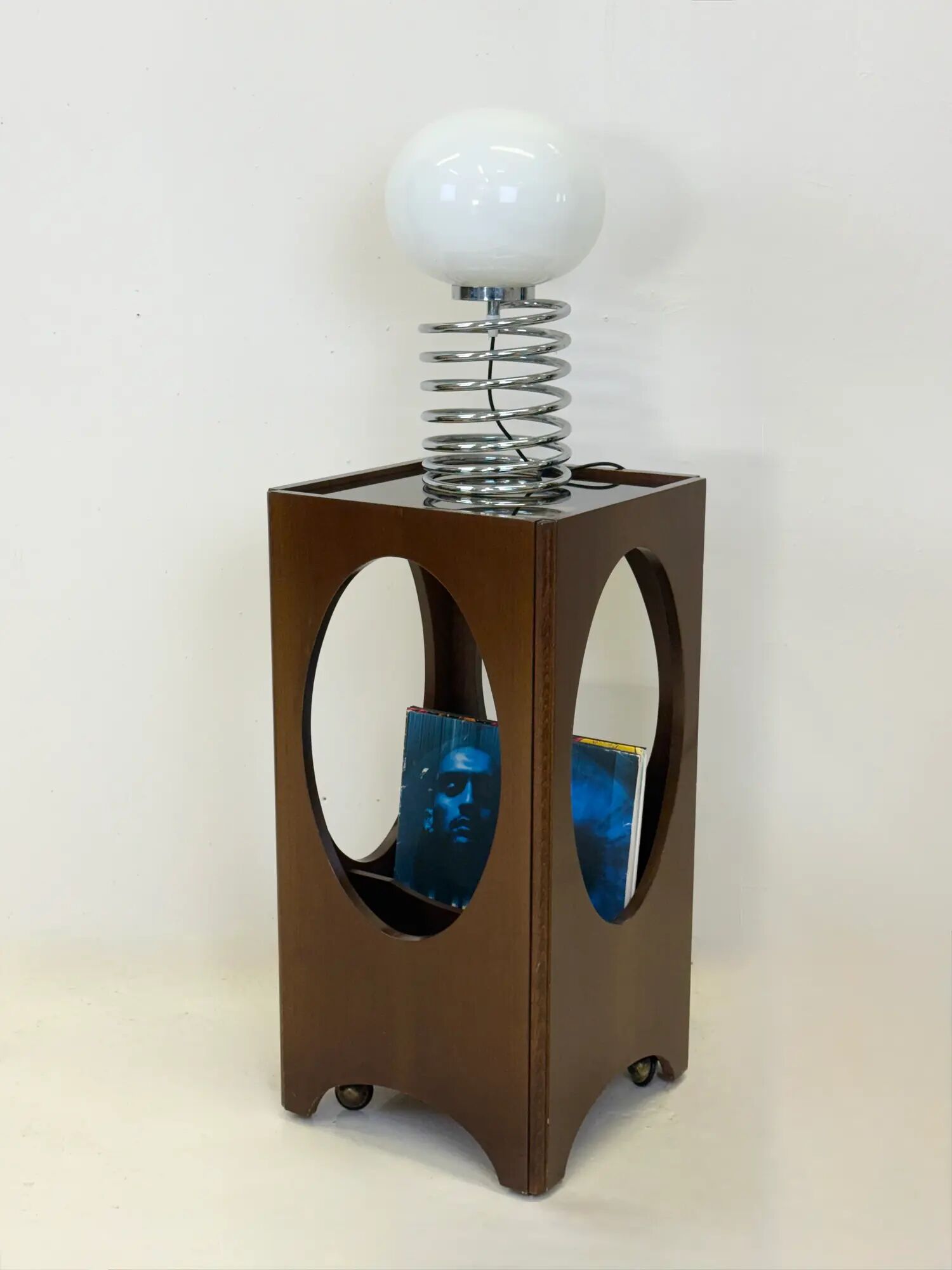 Vinyl storage side table — Italy, 1960s
