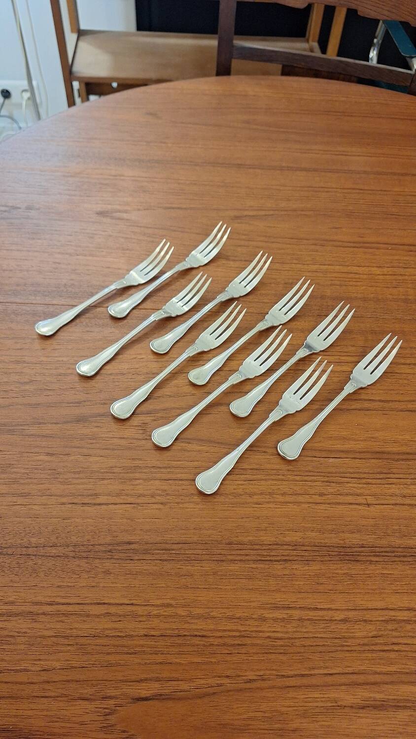 Set of Boulenger silver metal fish forks