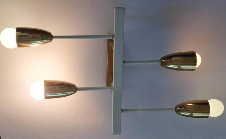 Pair of Midcentury Wall or Ceiling Lamps, Flush Mounts, Stilnovo Style, 1960s